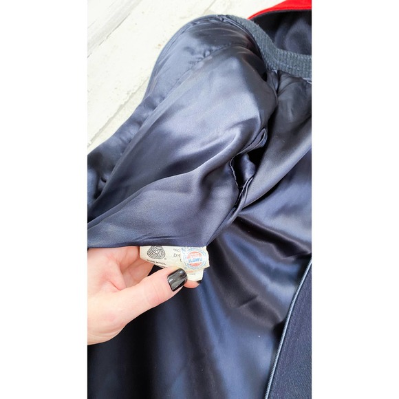 Vintage 80’s All Outdoors Mackintosh Red & Navy Double Lined Coat - Picture 9 of 11